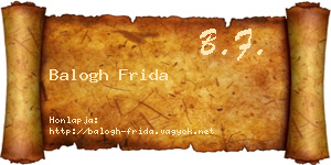 Balogh Frida névjegykártya